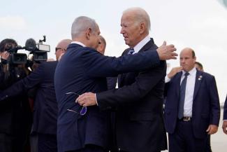US president visiting Israel’s prime minister in October: Benjamin Netanyahu (left) never wanted the two-state solution Joe Biden (right) demands. 