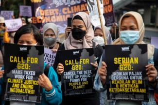 Civil society matters: activists demanding action from G20 in Jakarta in 2023. 