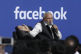 Narendra Modi in der Facebook-Konzernzentrale in Kalifornien.
