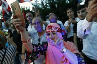 No, Istanbul’s mayor Ekrem Imamoglu is not anti-Muslim: supporters celebrating on Sunday.