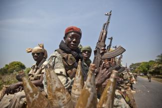 Soldiers from Chad intervening in the Central African Republic in support of President Bozizé.