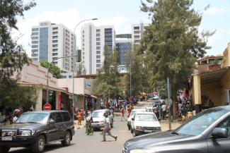 Das kleine Ruanda setzt sich für eine schnellere regionale Integration in Ostafrika ein. Stadtzentrum von Kigali.