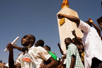Theo Renau/AP/picture-alliance Rally in Ouagadougou in early November.