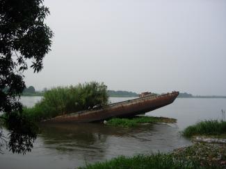 Sunken ship in the White Nile, Juba, South Sudan.