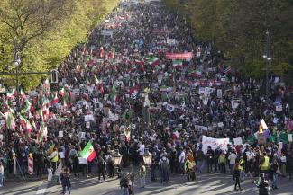 In Berlin nahmen 80 000 an der Solidaritätsdemonstration vom 22 Oktober teil.