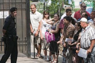Moldavian emigrants queue for visas outside the Romanian consulate in 2010. Moldova is one of the four countries with which the EU has agreed  a pilot Mobility Partnership.