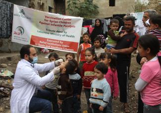 Polio immunisation for Syrian refugee children in Lebanon.