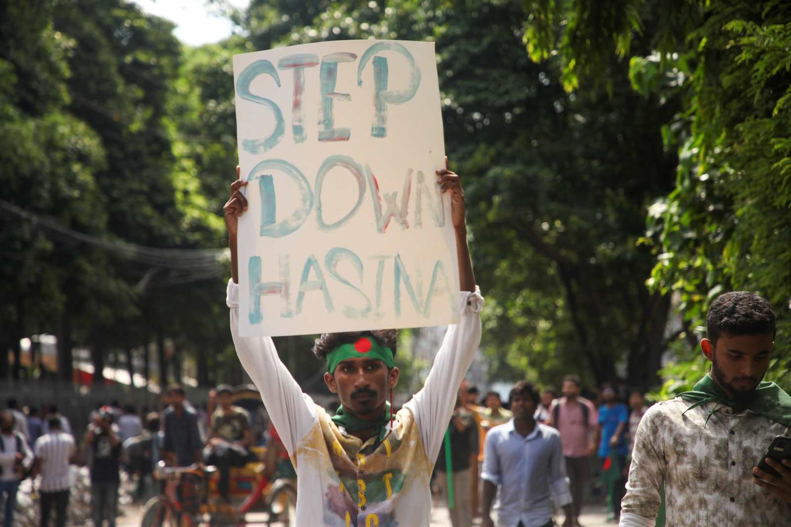 Demonstrant am 4. August in Dhaka.  