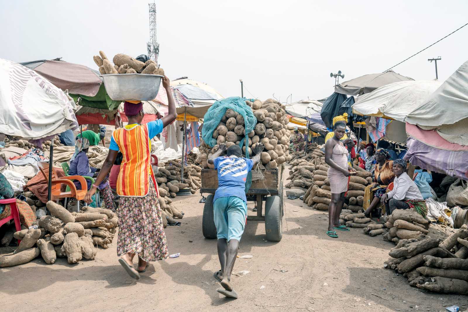 In Africa, supply chains are less well monitored than in Europe: Yam wholesale market in Accra, the Ghanaian capital. 