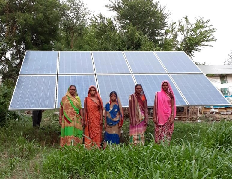 With the help of Sewa, these farmers installed solar panels to generate electricity for their solar precision pumps.