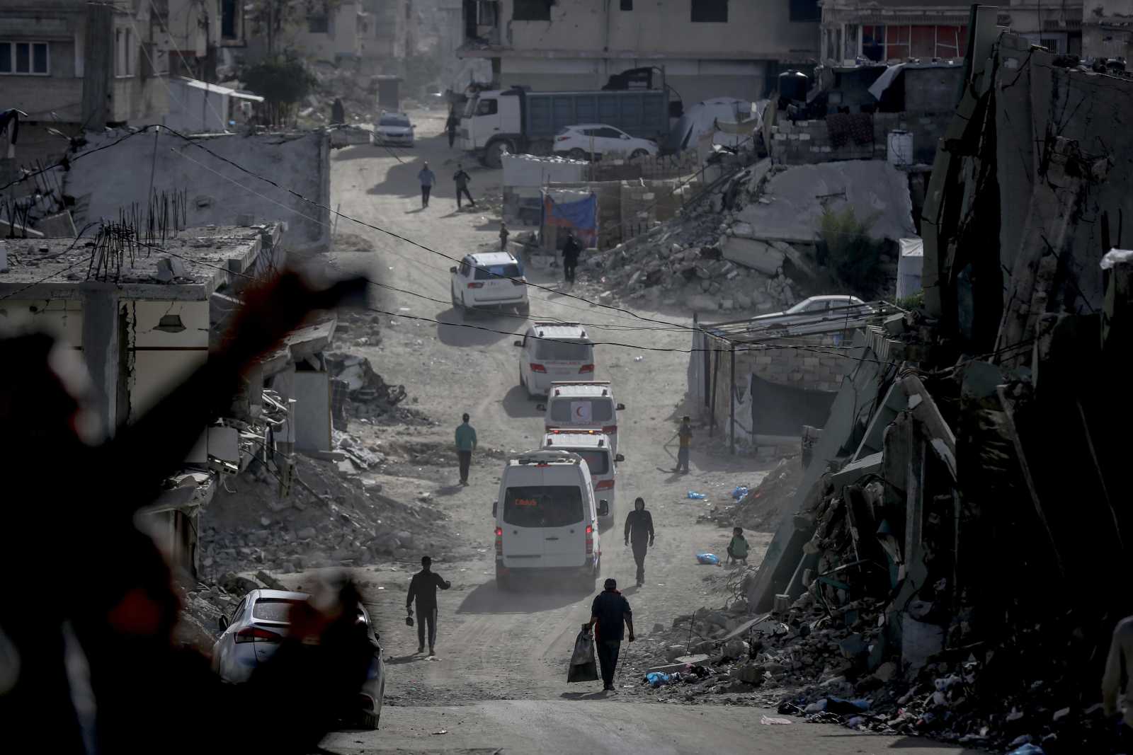 Transporting medical patients in Khan Yunis, Gaza.