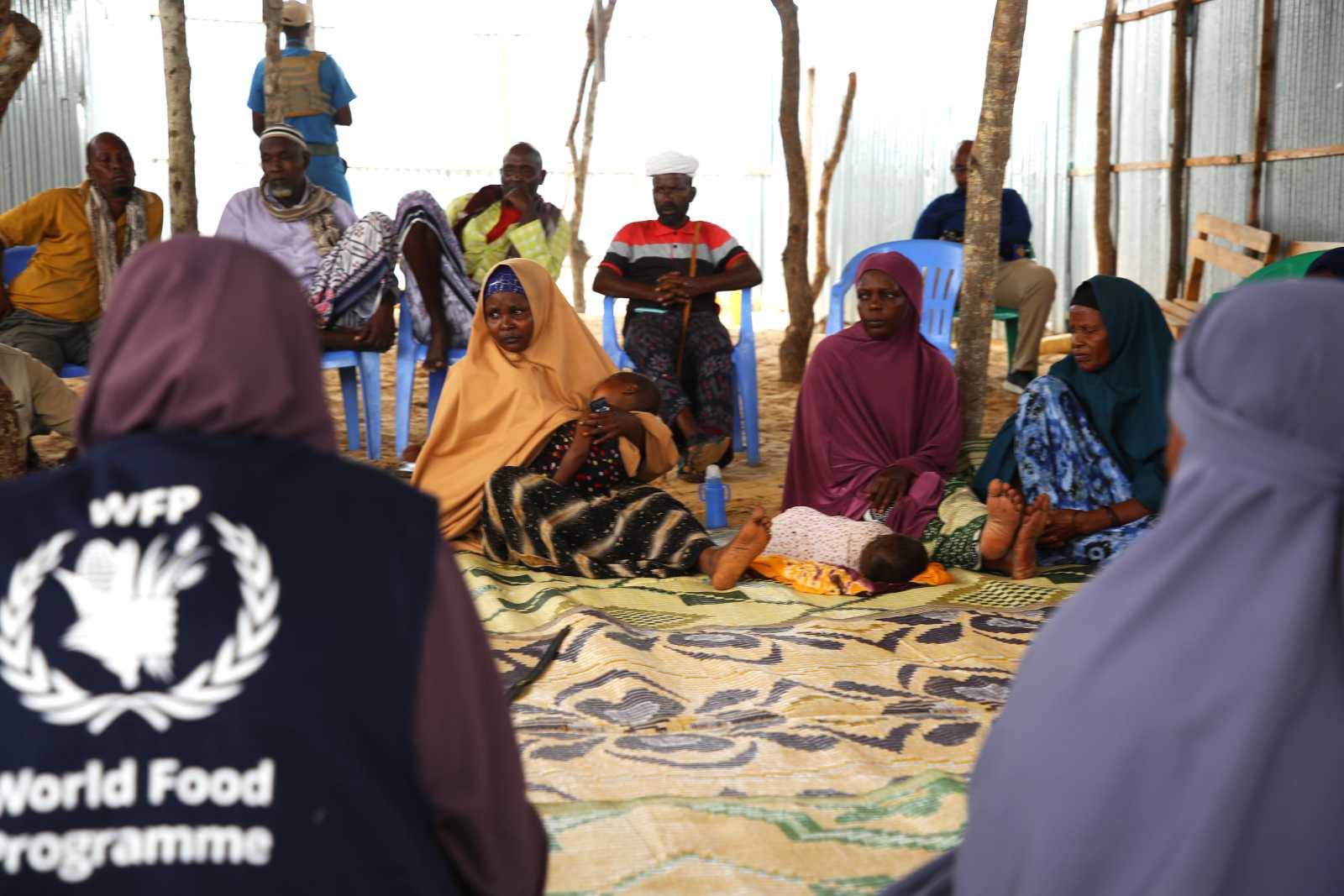 Camp for internally displaced people  in Mogadishu, Somalia, 2025. 