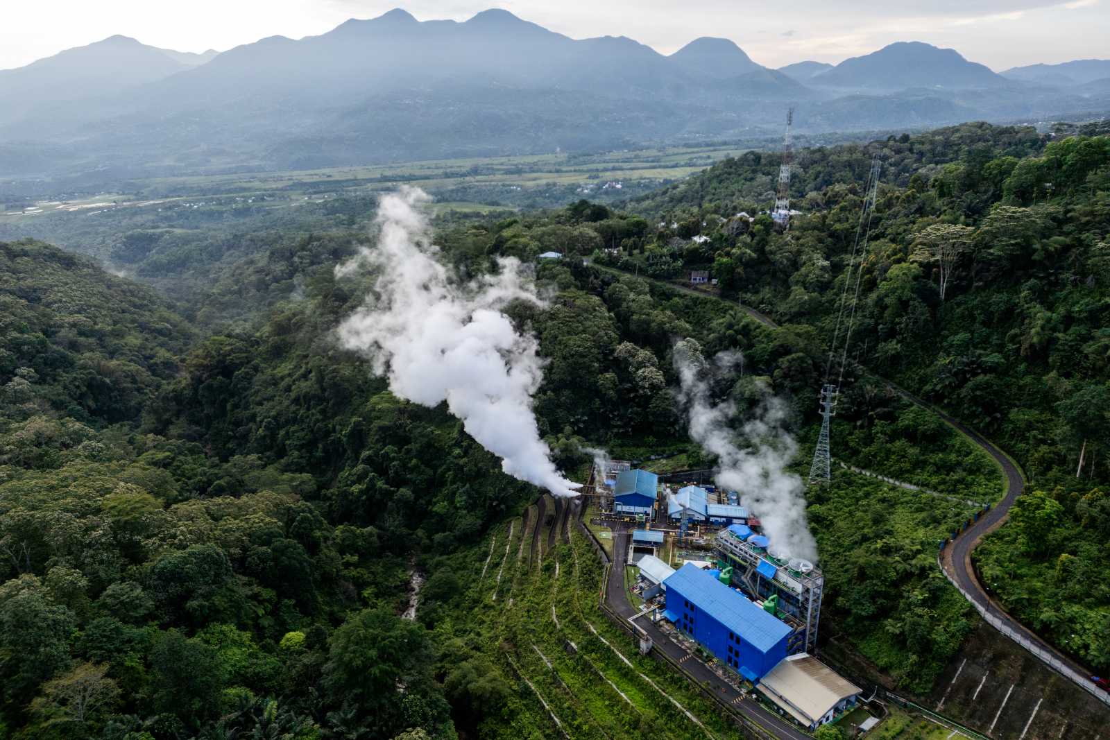 The Ulumbu Geothermal Power Plant in Wewo village, East Nusa Tenggara Province, Indonesia.