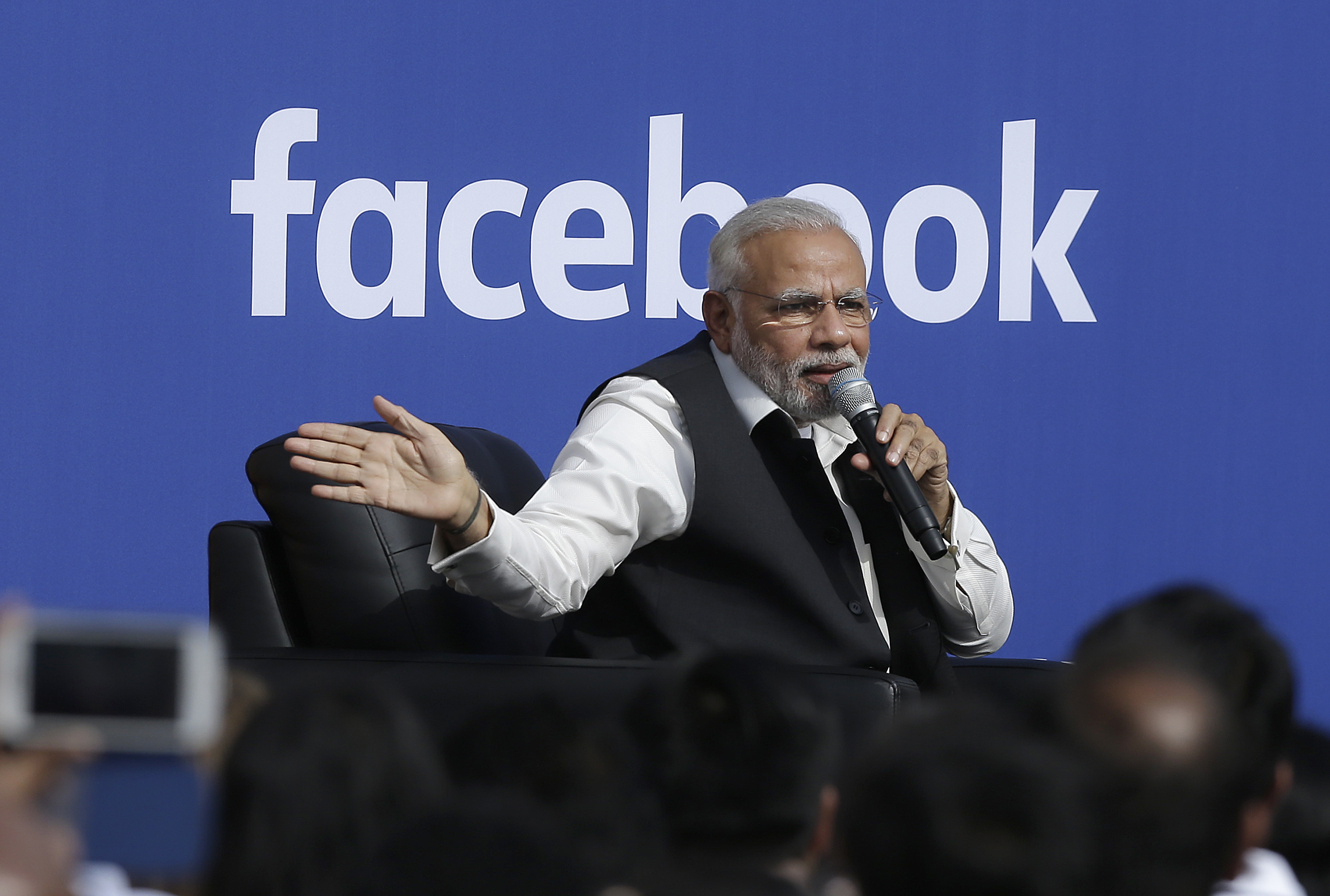 Chiu / AP Photo Narendra Modi at Facebook's corporate headoffice in Califorinia