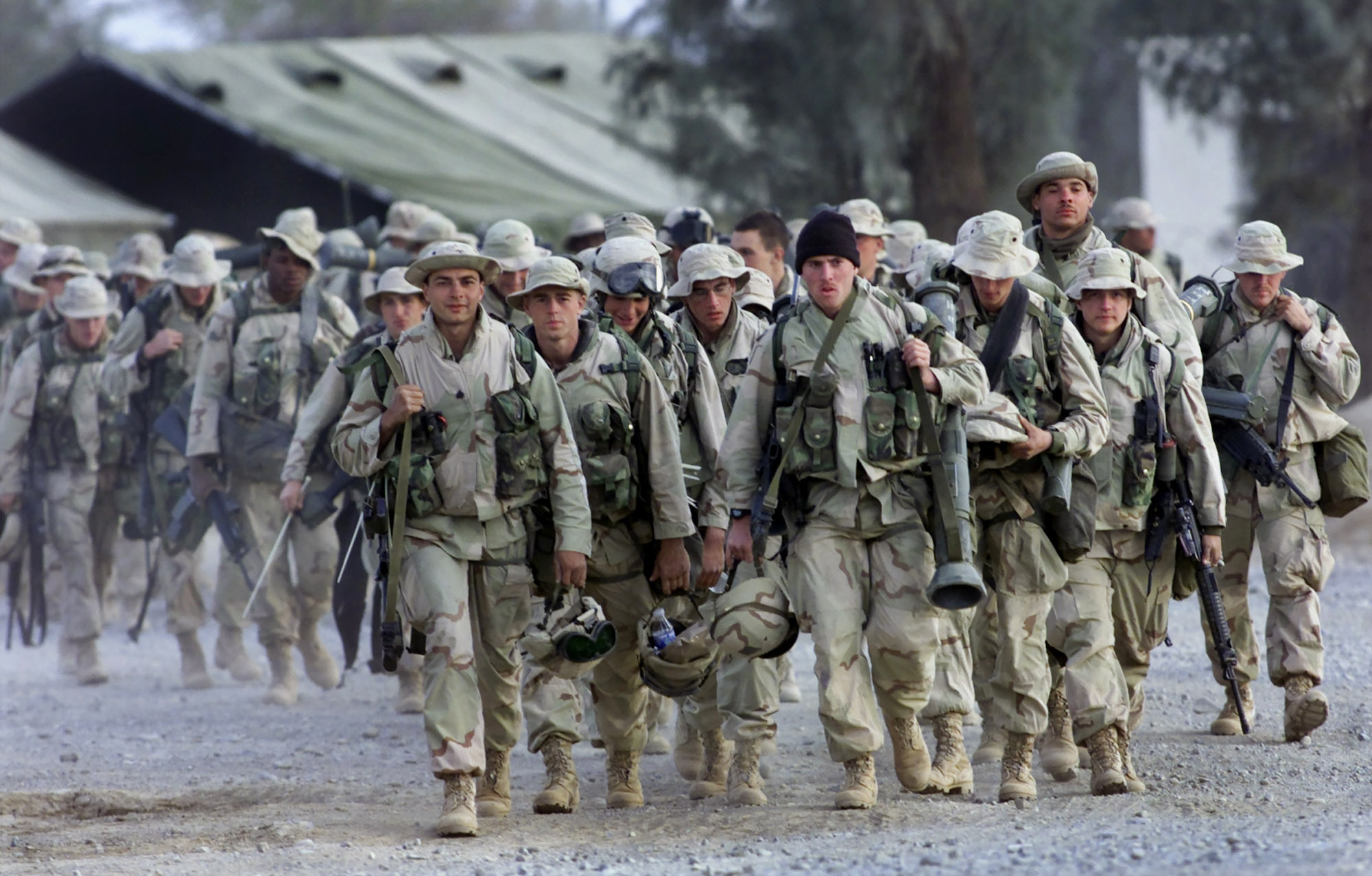 US marines in Kandahar in late 2001.