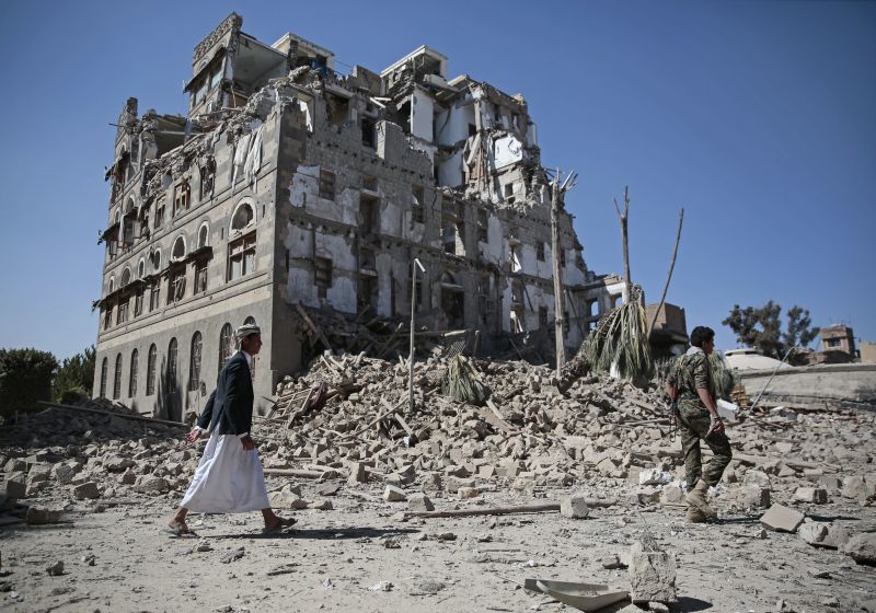The results of a Saudi-led airstrike in Sanaa in early December.