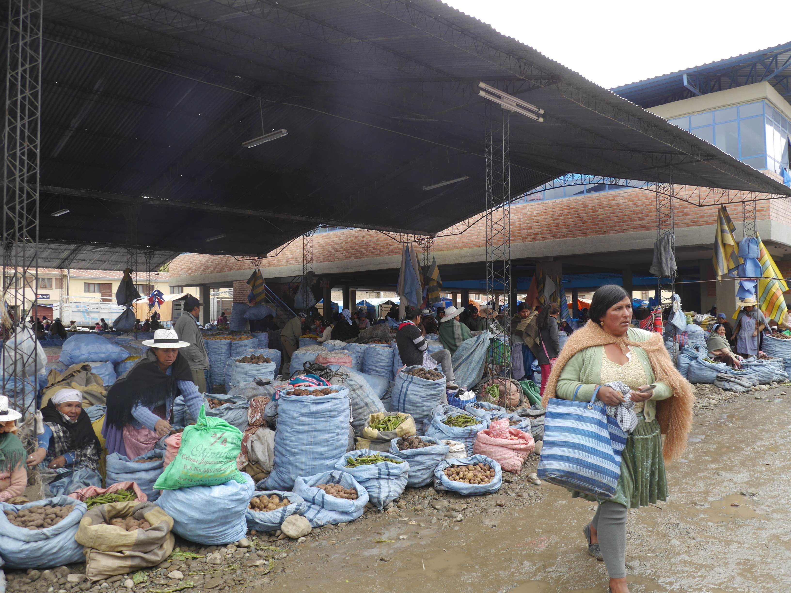 Vierecke Kartoffelmarkt in Colomi, Bolivien.