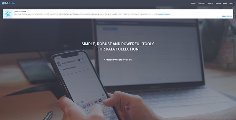 Screenshot: https://www.kobotoolbox.org/ : KoBoToolbox | Data Collection Tools for Challenging Environments