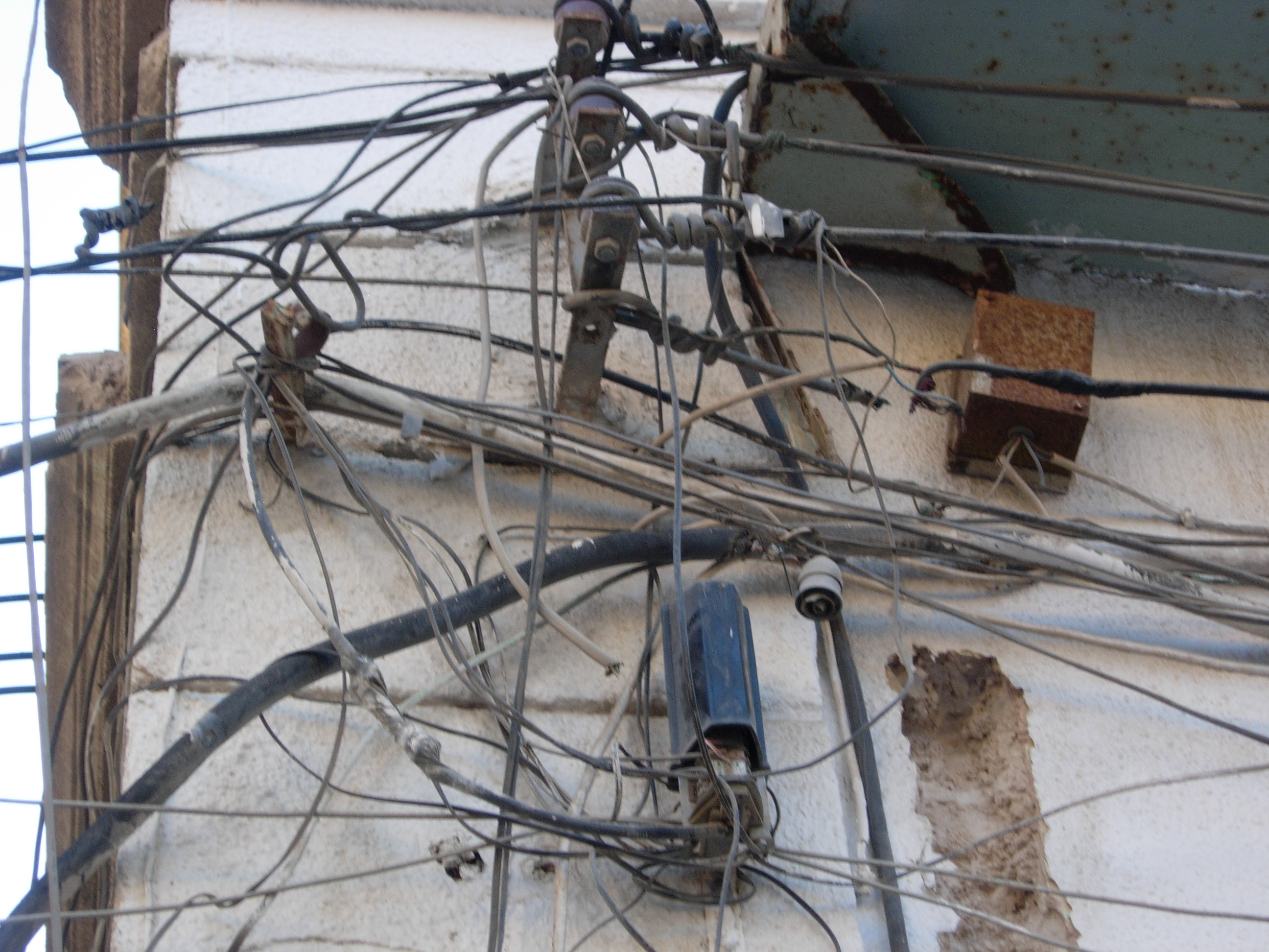 Illegal electricity connections in Morocco.