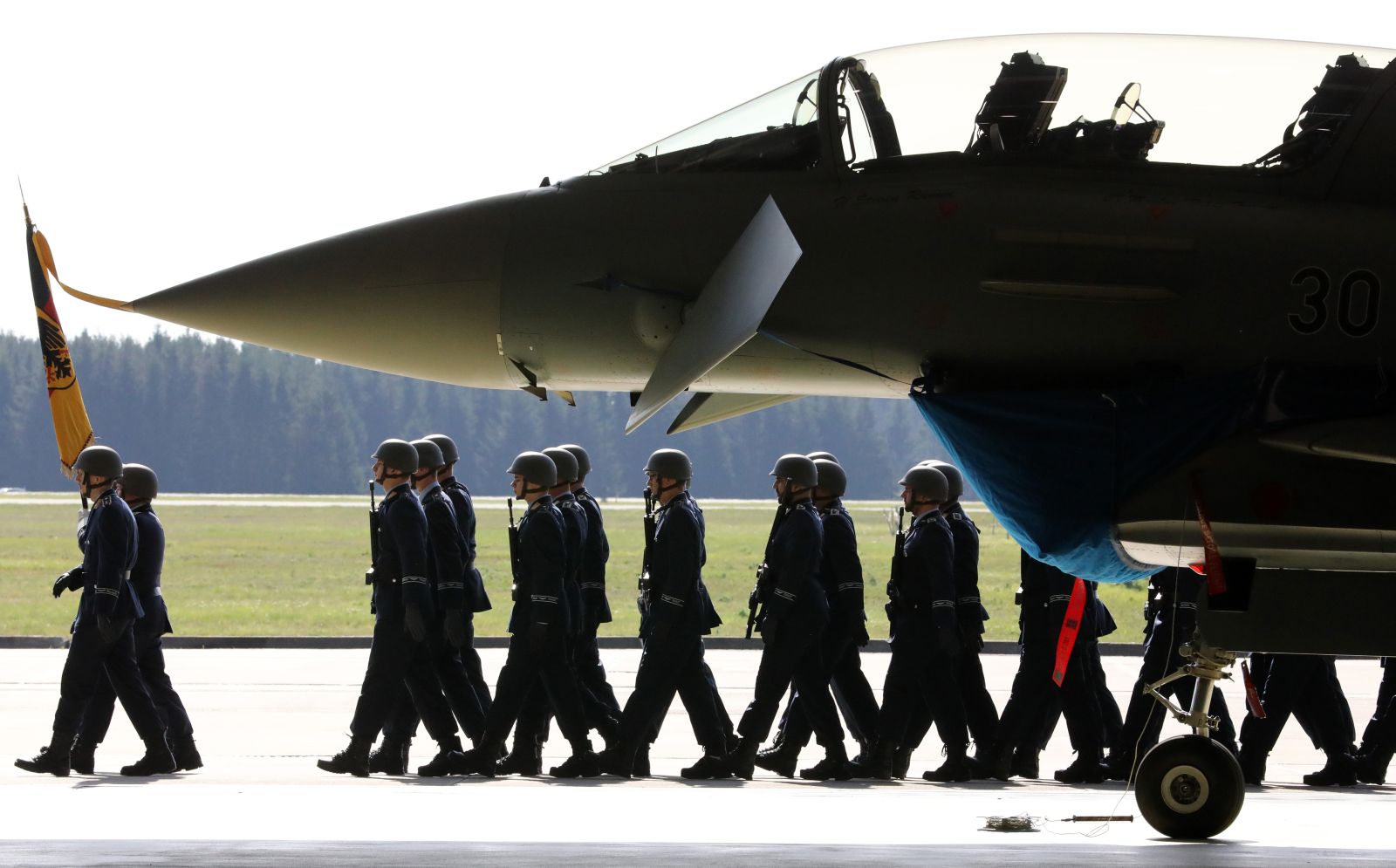 Bernd Wüstneck/dpa-Zentralbild/dpa The Eurofighter – seen here in Mecklenburg-Vorpommern – was developed by partners from several EU member countries, but it was not a EU project.