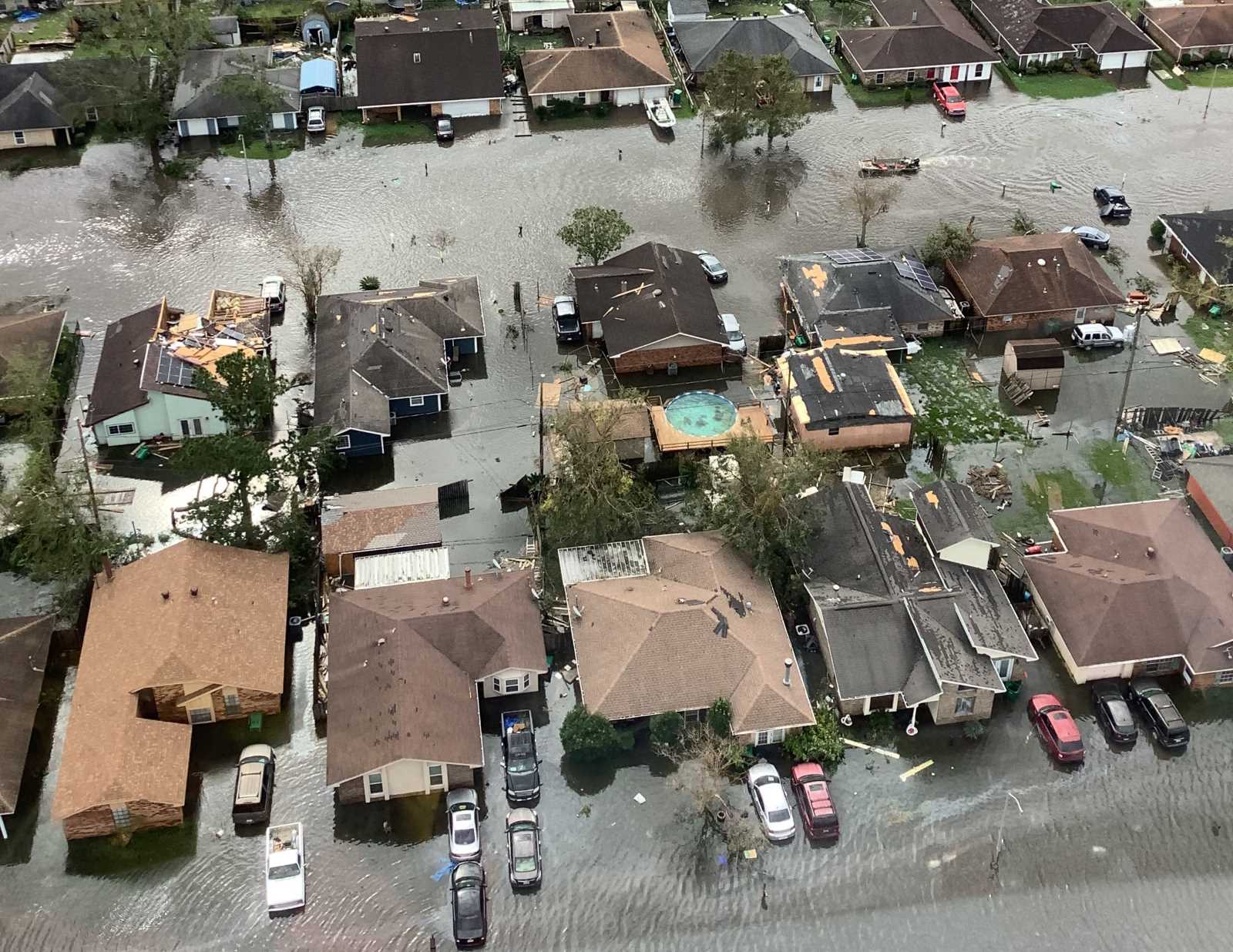 Flooded homes in Louisiana after Hurricane Ida.