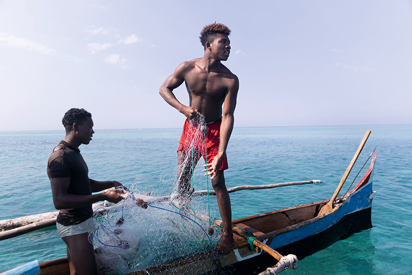 Fishermen in the Soariake protected area in Madagascar.