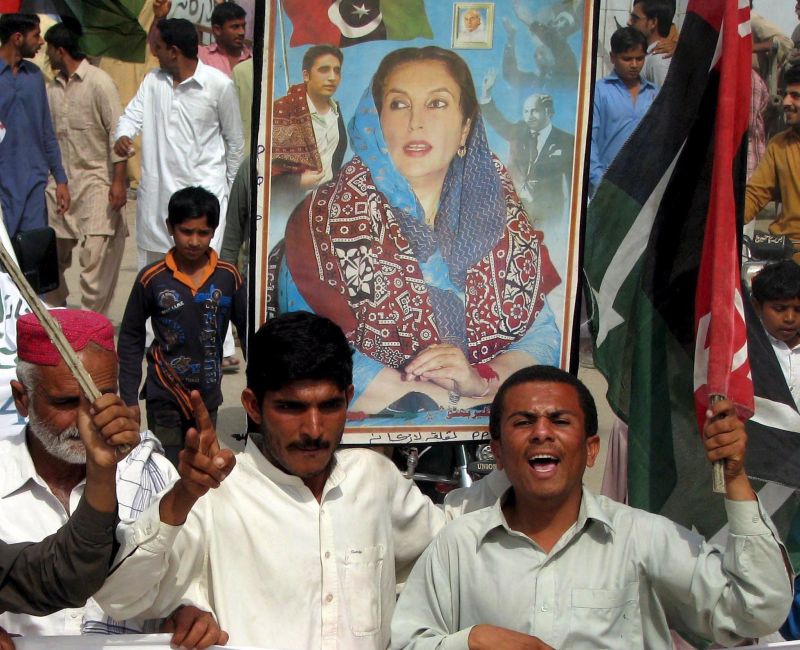 Supporters of Benazir Bhutto after she was murdered shortly before the 2008 general elections.