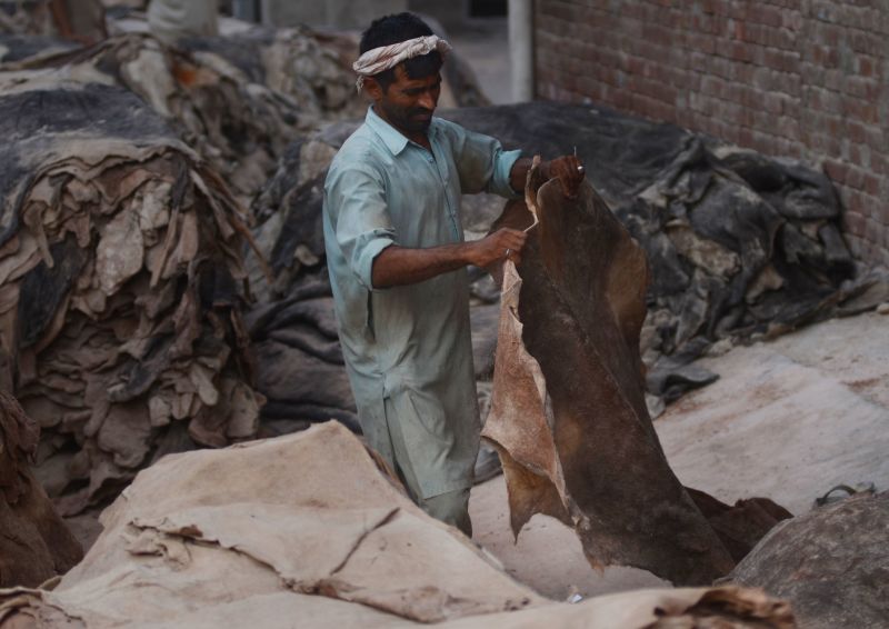 Tannery worker in Lahore.