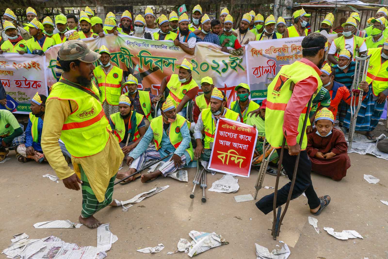 Attending a World Disability Day rally in Dhaka on 3 December 2021.