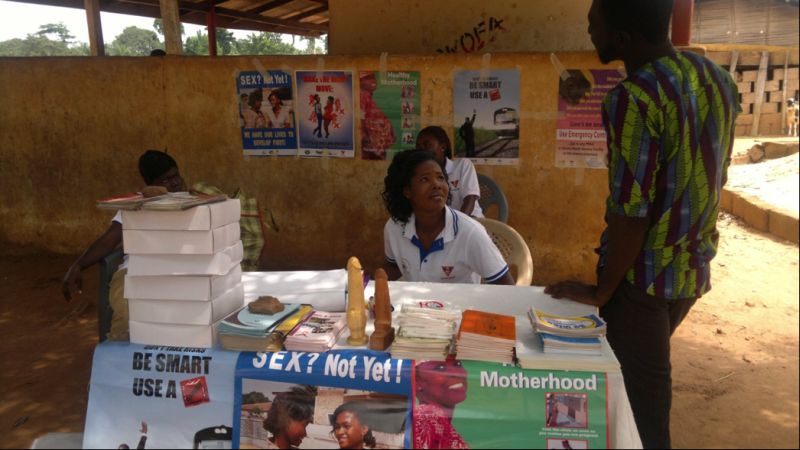 Members of the Planned Parenthood Association of Ghana inform the public about sexual rights, contraception and motherhood.