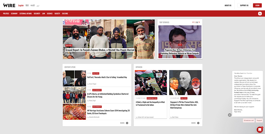 TheWire.in Screenshot der Homepage von TheWire.in