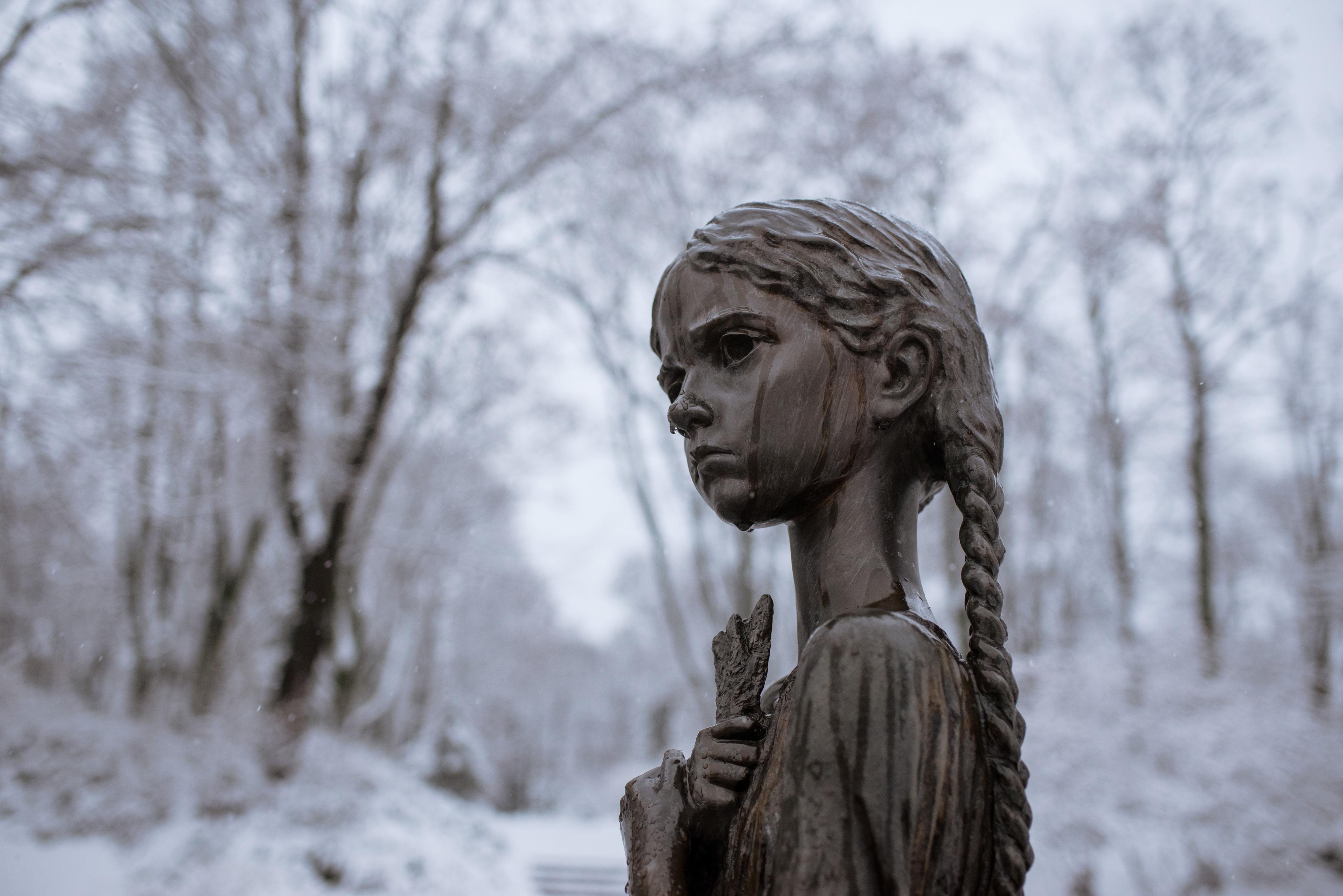 Detail of the Holodomor victims memorial in Kyiv.