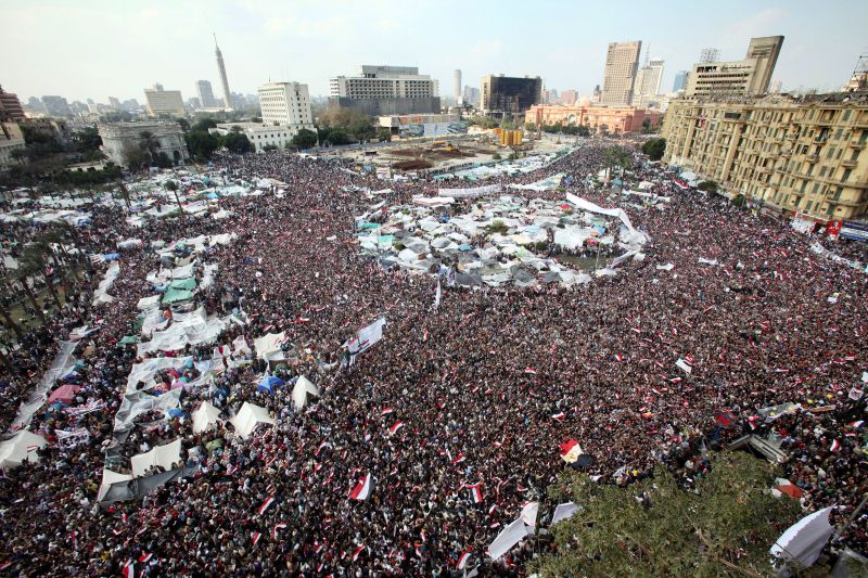 Anti-Mubarak-Demonstration auf dem Tahrir-Platz in Kairo im Februar 2011.