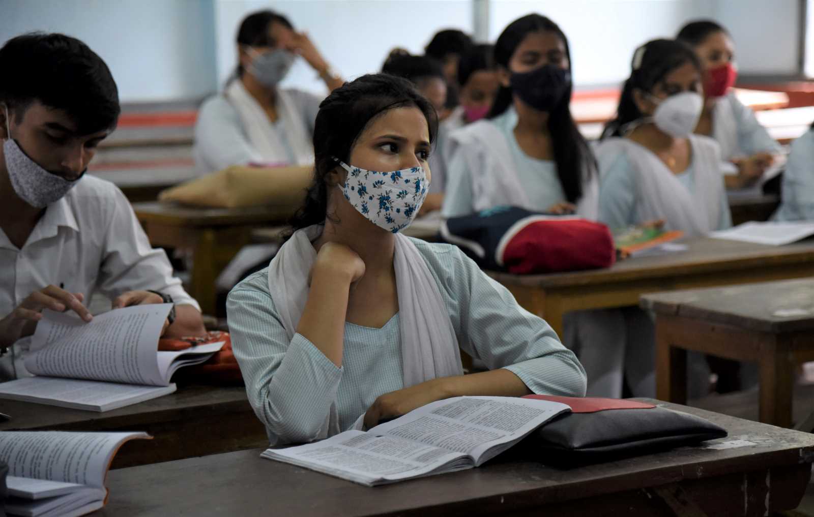 Students at an Assamese college: universities provide spaces with special freedom to young women, so in-person classes are preferable to digital teaching.