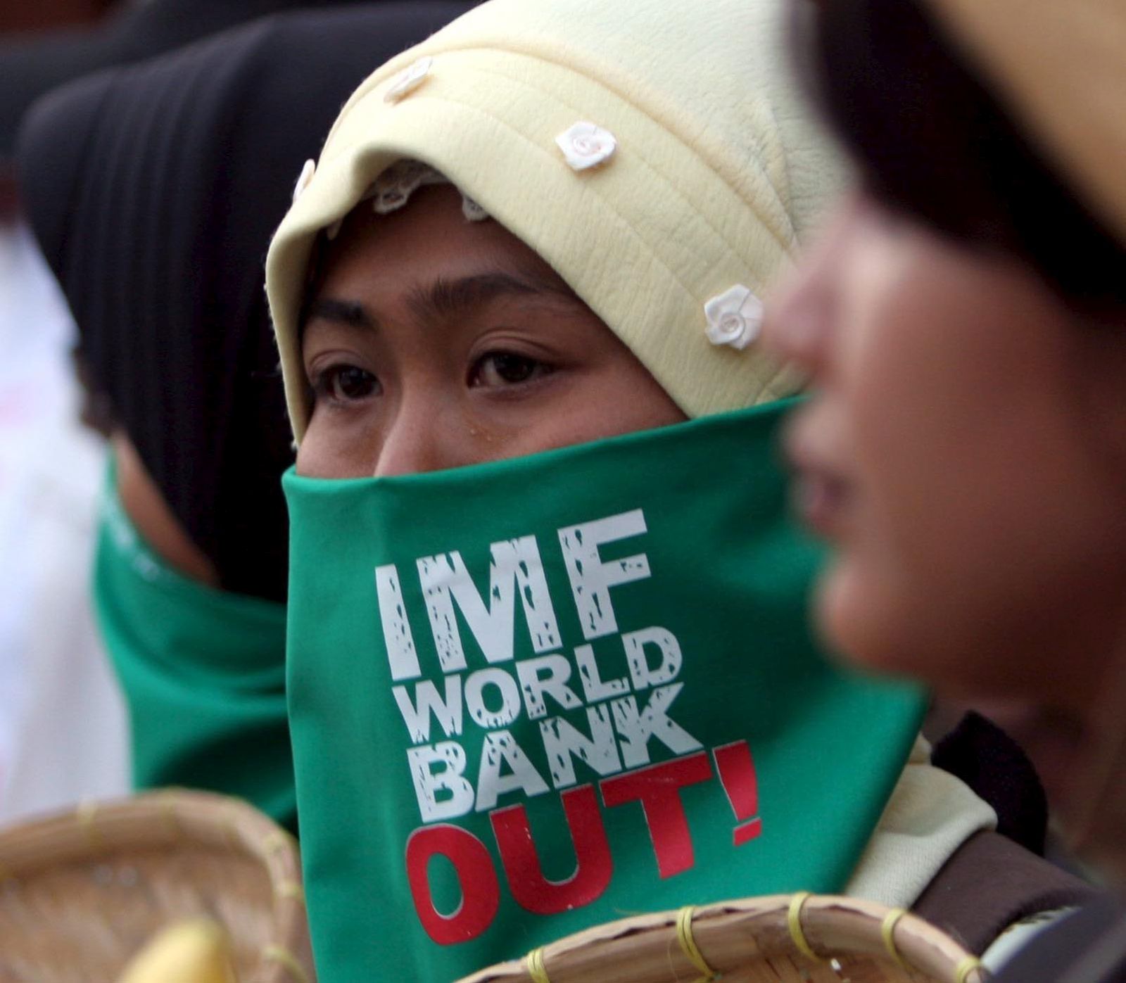 In Indonesia, IFI reputation has suffered long-term: protestor in Jakarta in 2006.