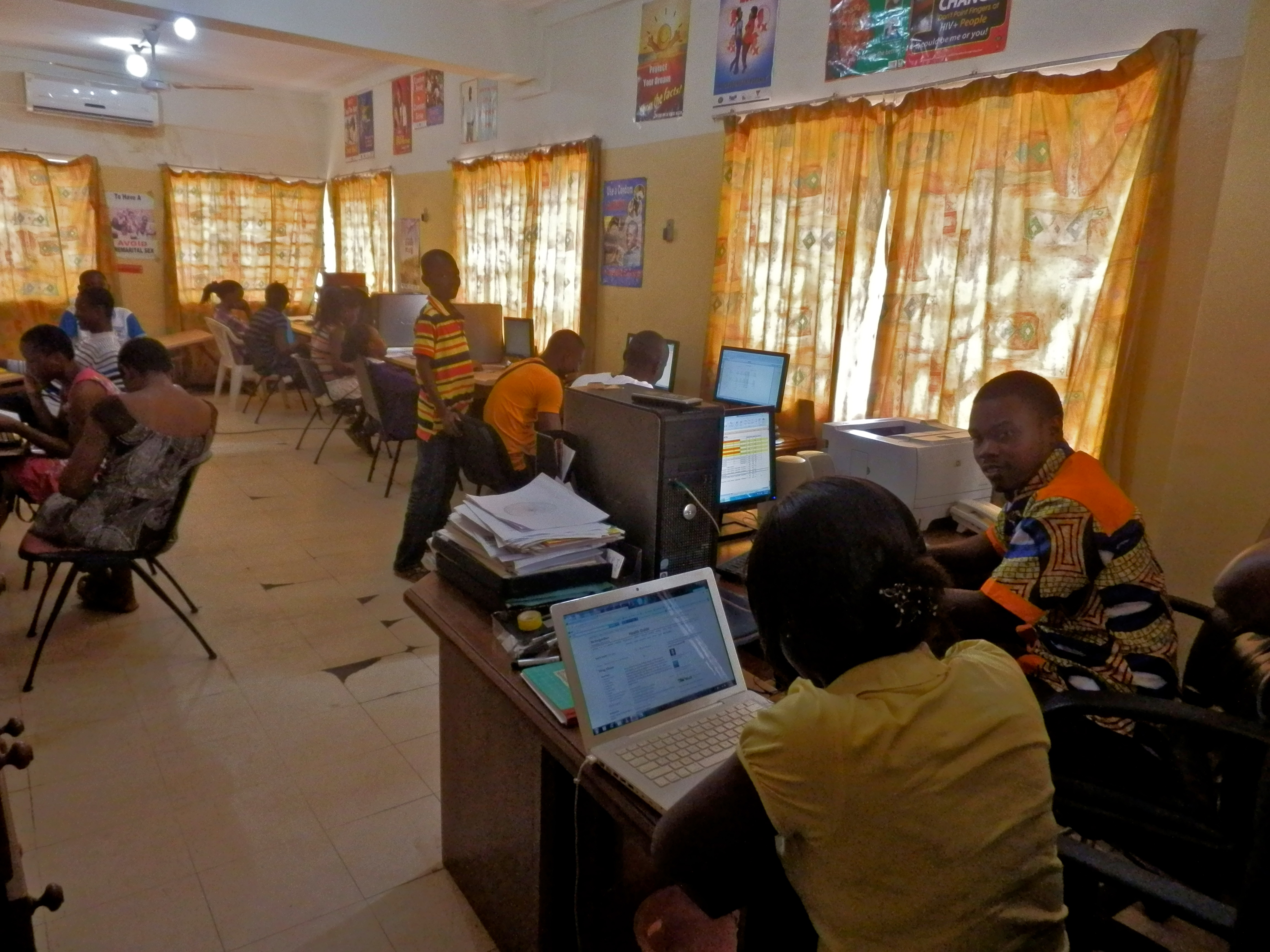 The young generation is Internet savvy: computer room at a youth centre in Accra.