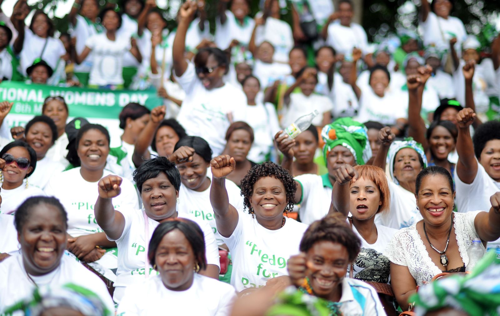 Women of the Patriotic Front, a political party in Zambia, celebrating international women’s day in 2016.