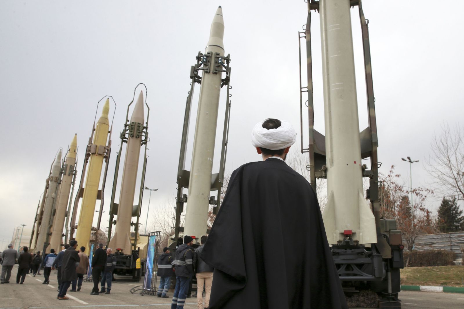 Vahid Salemi/picture-alliance/AP Photo People visiting a military exposition in Tehran in February 2019.
