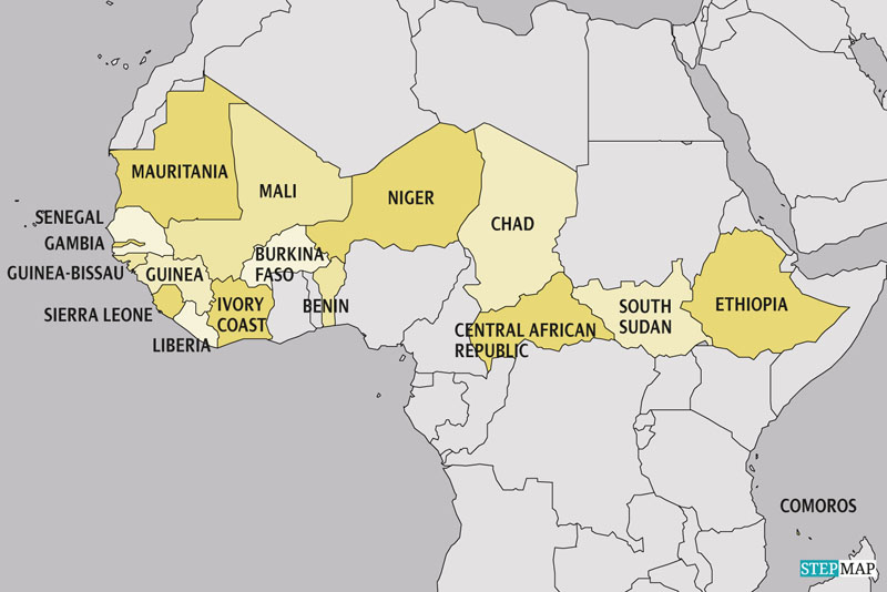 stepmap.de In diesen 17 afrikanischen Ländern liegt die Alphabetisierungsrate noch immer bei unter 50 Prozent.
