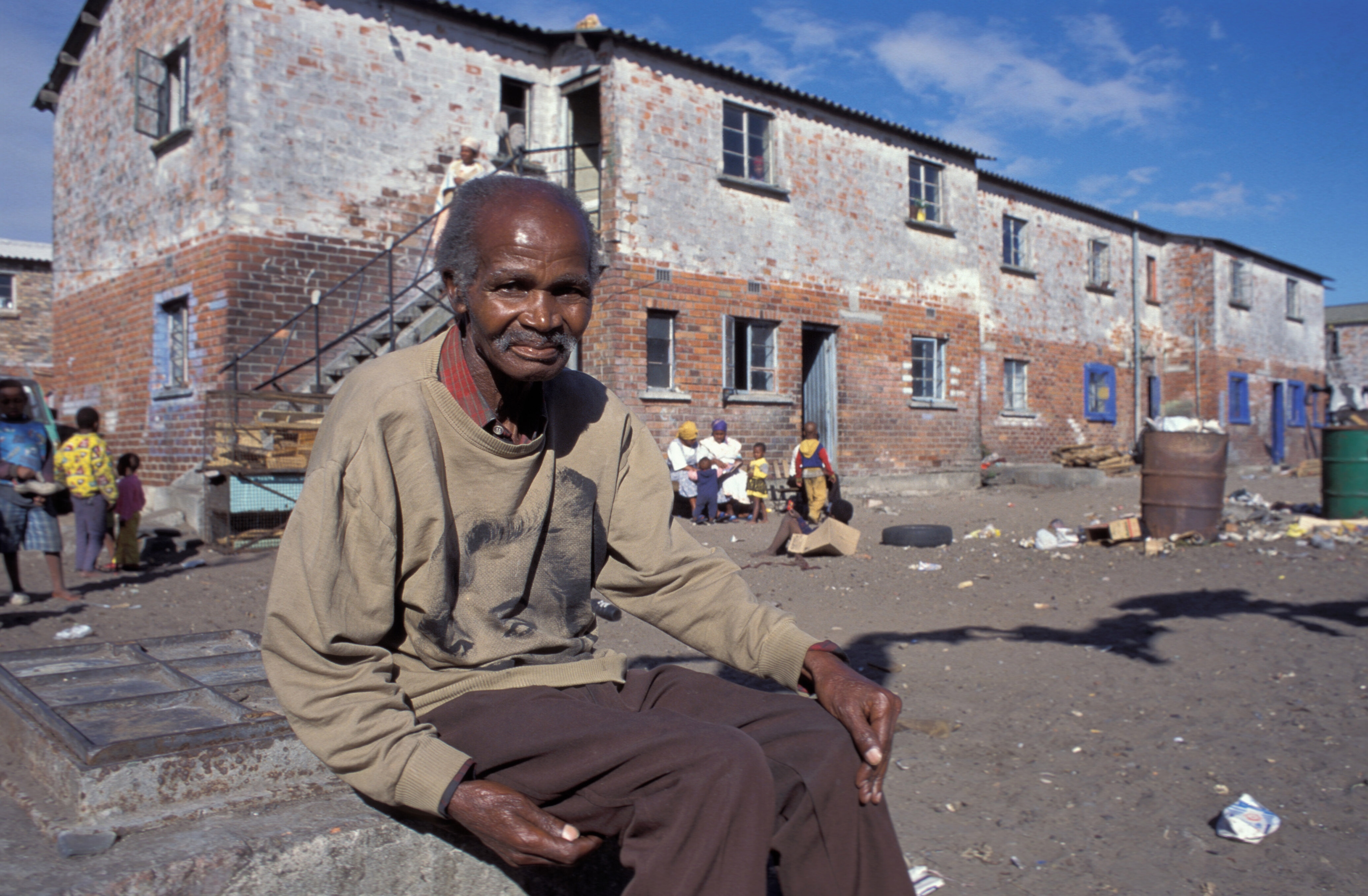 By the end of 2012, about 30 % of South Africans were dependent on some kind of social grant: old man in Langa township,  Cape Town.