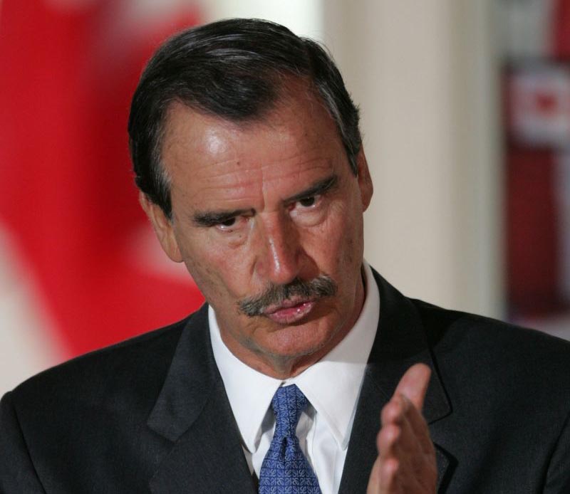 AP Photo/David J. Phillip Vincente Fox 2005 auf einer Konferenz in Waco, Texas.