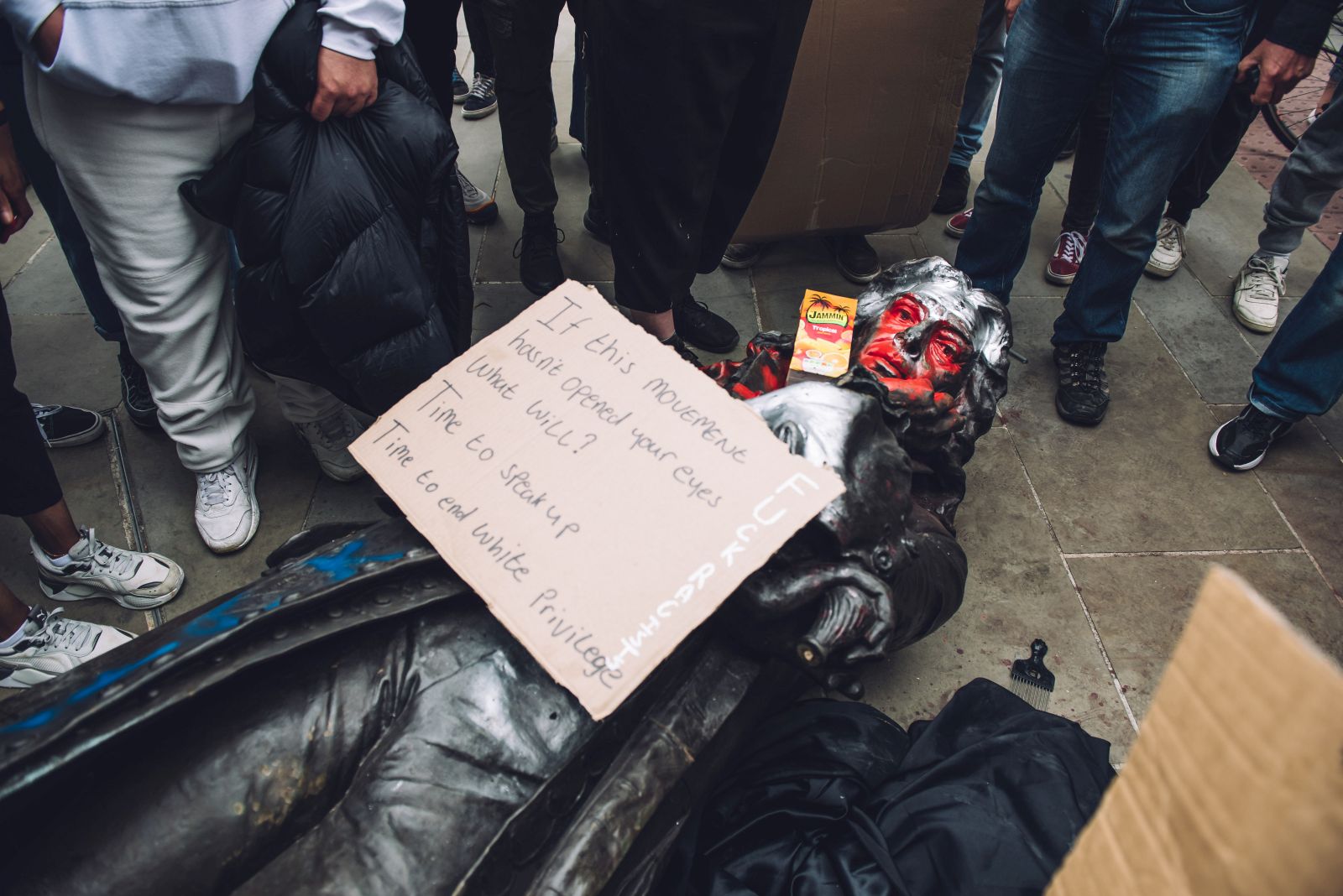 Giulia Spadafora/picture-alliance/NurPhoto On 7 June, protesters in Bristol pulled down the statue of slave trader Edward Colston and later threw it into the harbour.