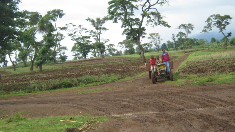 Tractor on the slopes of Mount Kilimanjaro: rural roads must improve.