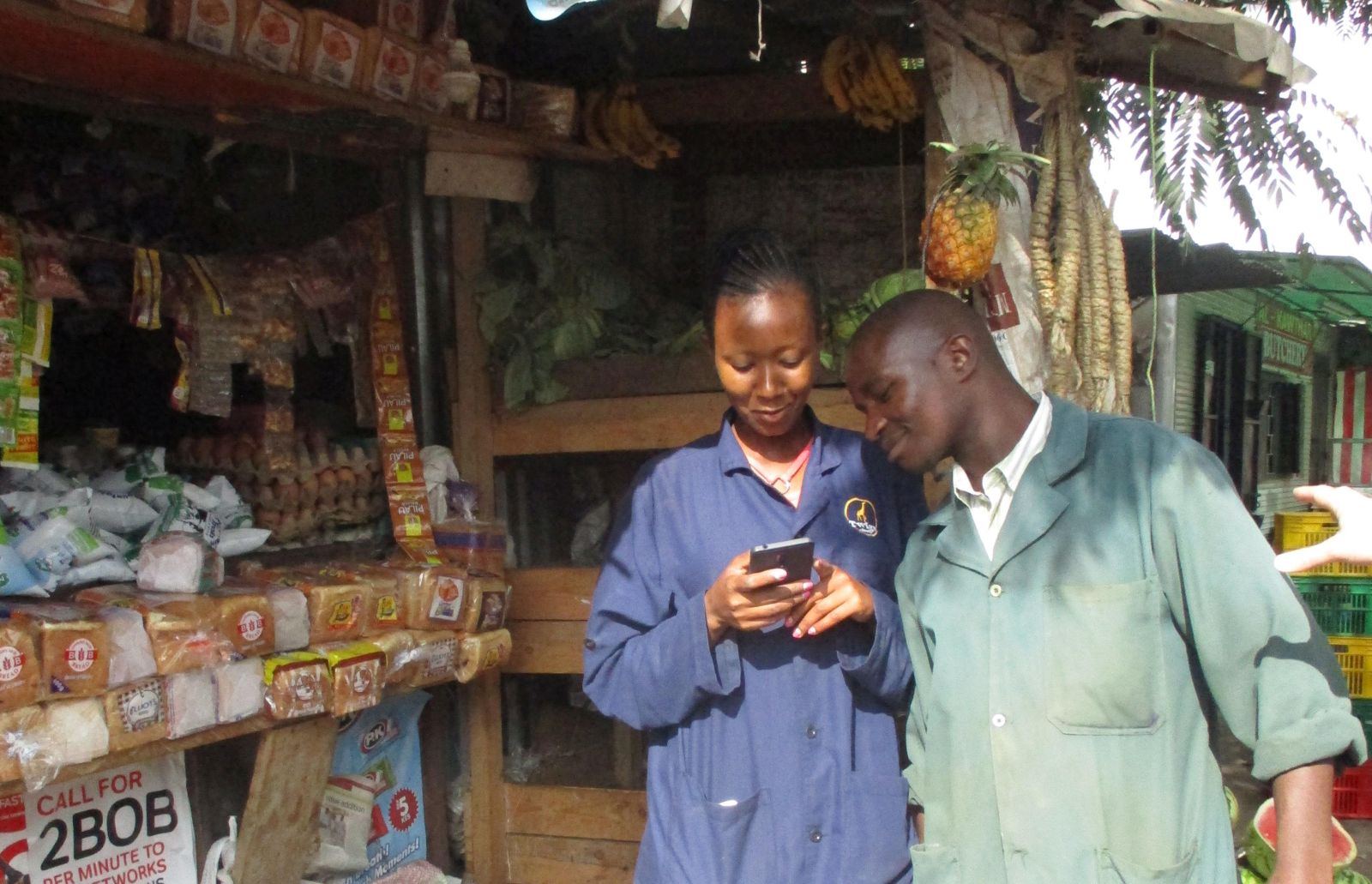 Twiga agent at informal grocery in Nairobi. dem