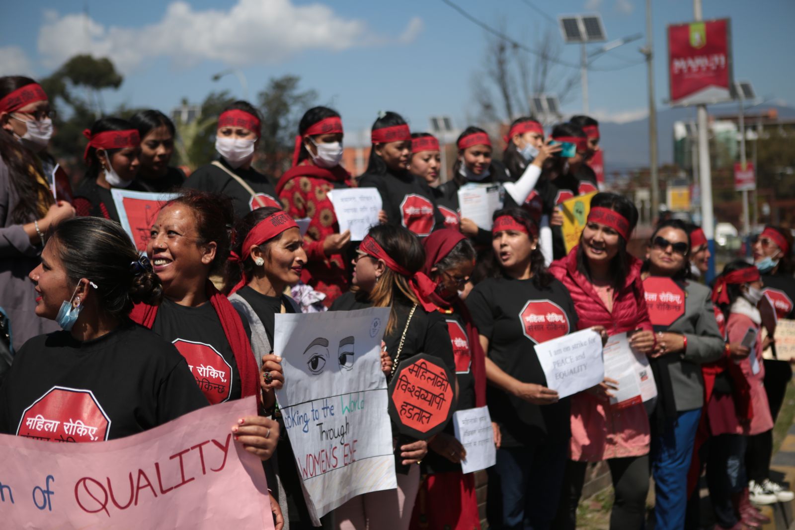 Frauen fordern ihre Rechte ein: Demonstration am 8. Mai 2020, dem Internationalen Frauentag, in Kathmandu.
