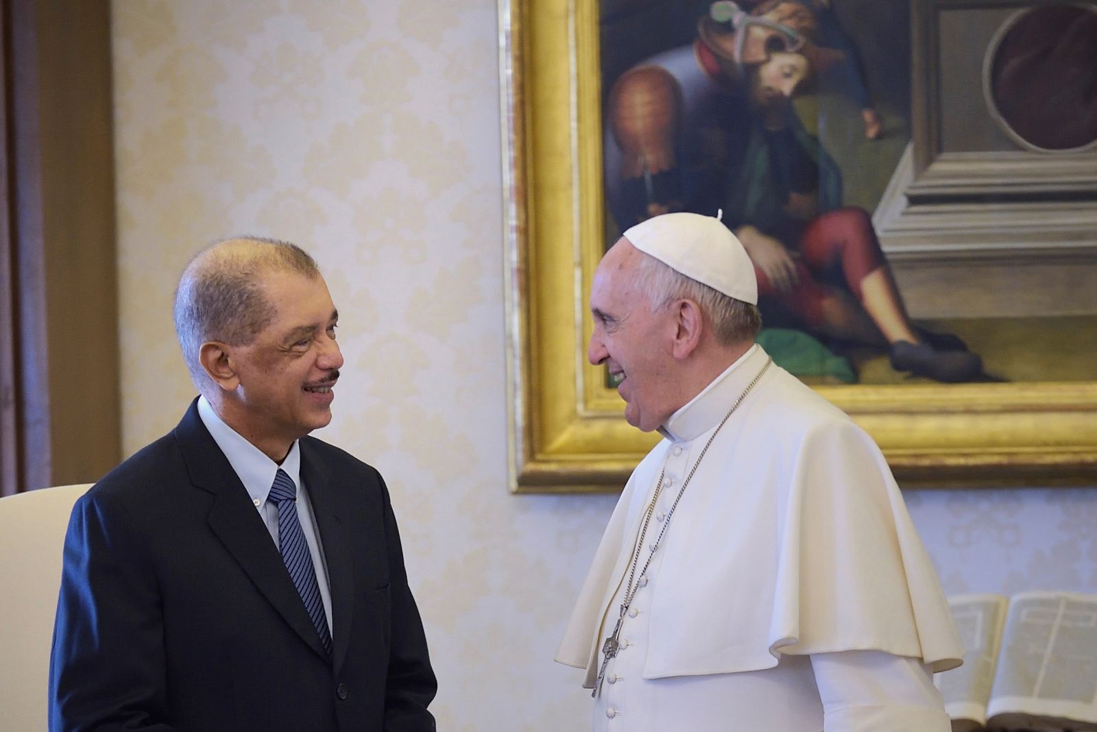 Der damalige Präsident der Seychellen, James Michel, 2015 mit Papst Franziskus in Rom.