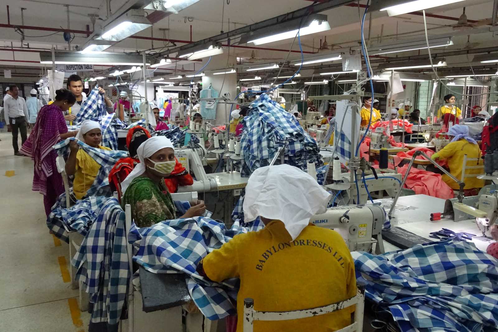 Garment workers in a factory in Dhaka.