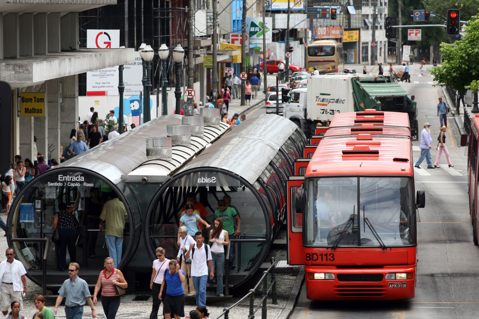 Curitiba in Brazil is a well-planned, pedestrian-friendly city with good public transport