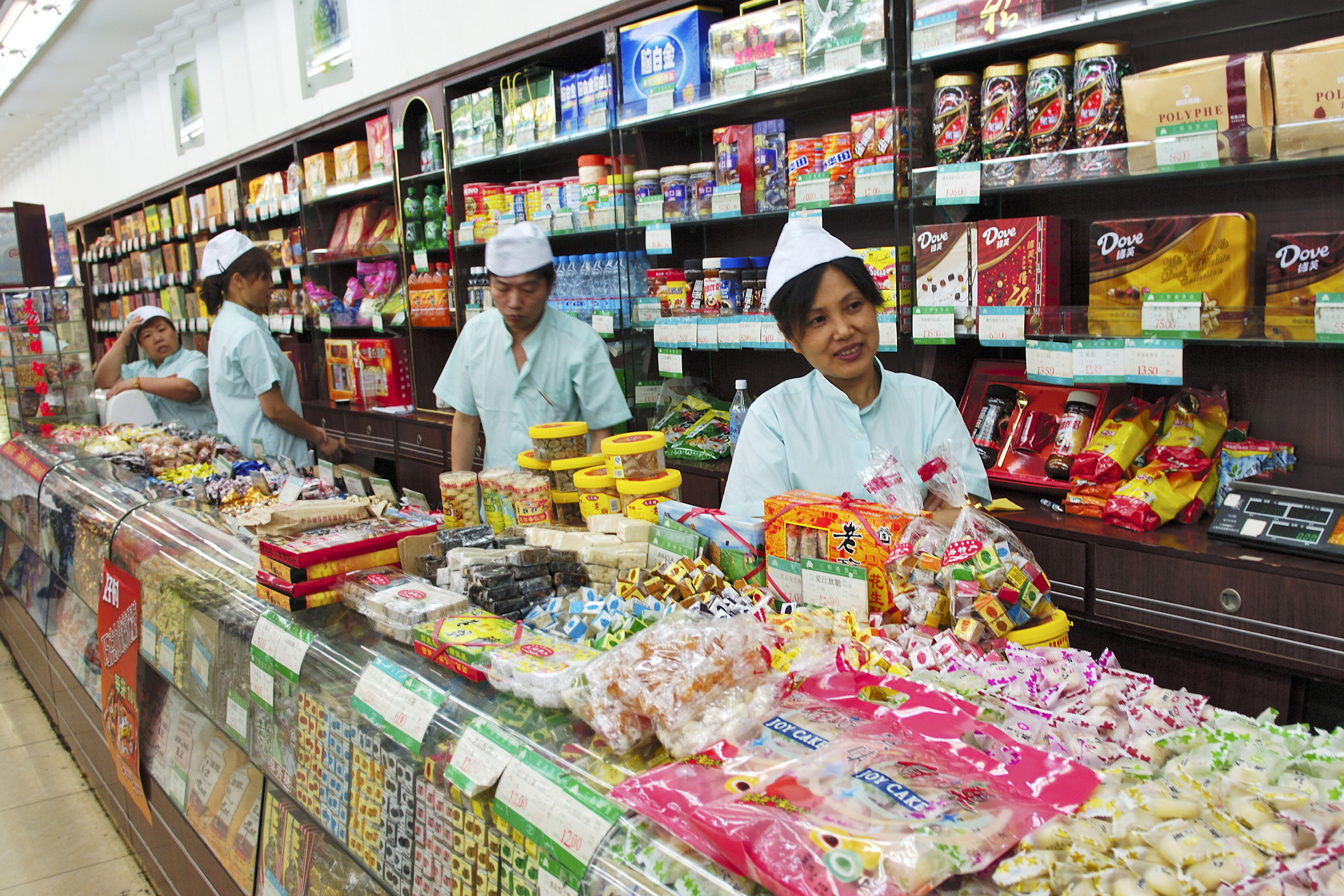 Manfred Bail/imagebroker/Lineair Sweets department in a Shanghai supermarket in 2007.
