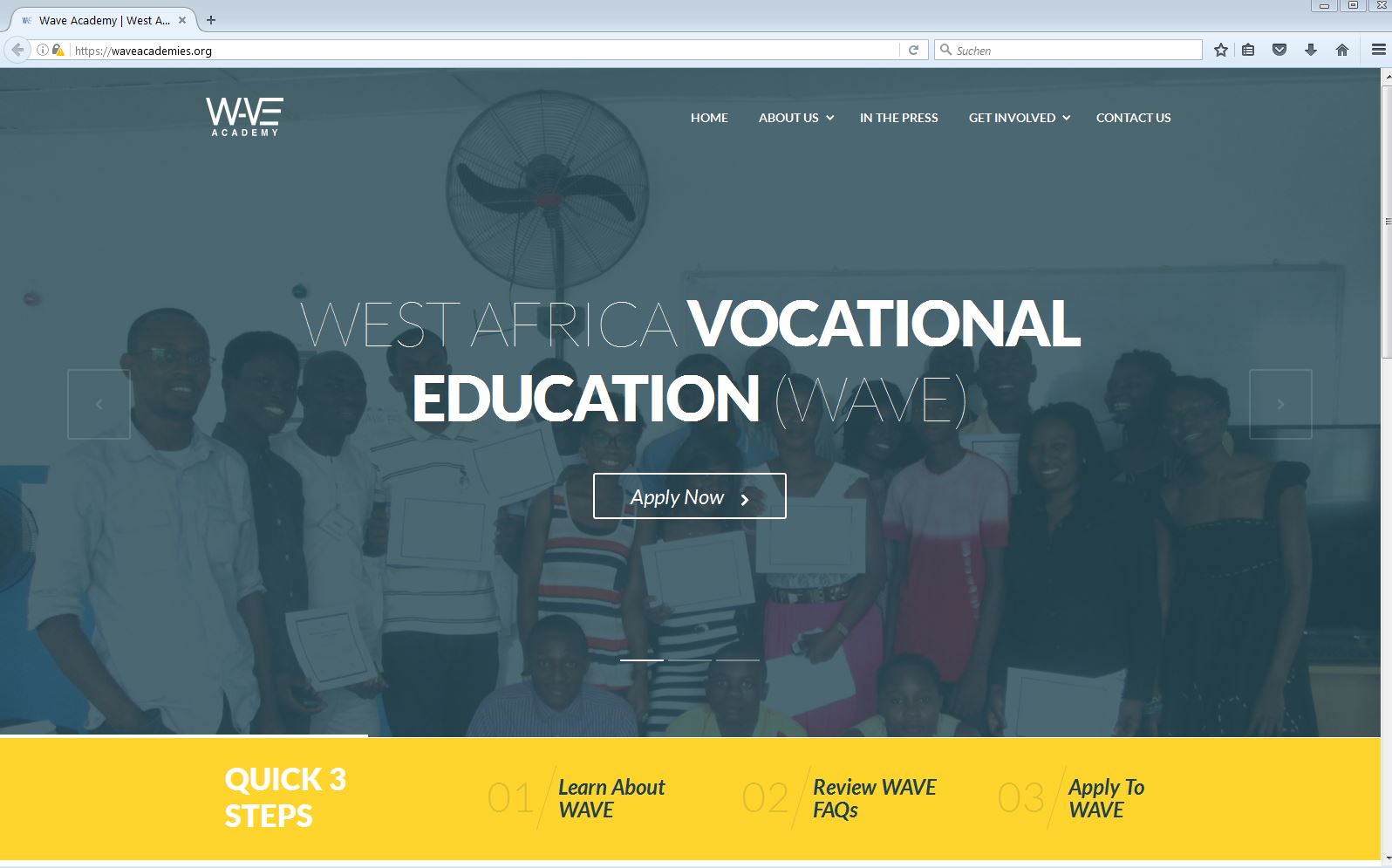 Screenshot: https://waveacademies.org/ WAVE schafft Perspektiven in Lagos.